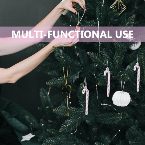 Baluue 6pcs Candy Cane Christmas Tree Decorations, Glitter Candy Christmas Tree Ornaments Twisted Crutch Candy Cane Pink by Baluue - Image 3