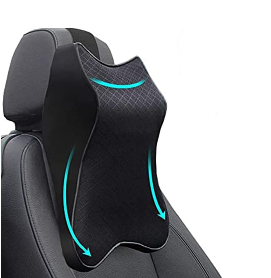 Kn2 MART Memory Foam Car Neck Rest Pillow Seat Cushion Neck Support Headrest Ergonomic Help Relieve Neck Pain for Driver Front Back Seat, Office Chair, Fit Most Vehicles (Black Pack of 1)-image-44