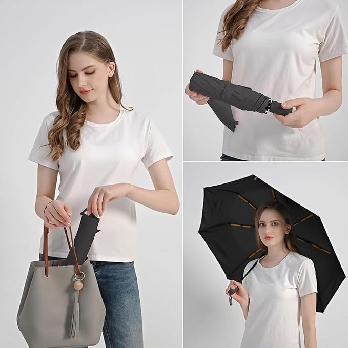 Image of Umberalla Automatic Open Travel with Wind Vent,Umbrella big size for men, Umbrella for girls, Umbrellas for rain,Windproof Umberalla Large for Man,Women (Light Black)