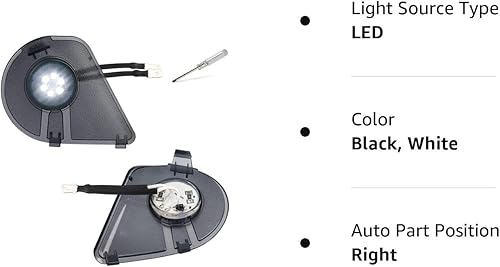 Miniatura 8 de MbuyDIY Lámpara LED para espejo lateral de charco, lente ahumada, compatible con Dodge Ram 1500 2500 3500 6000K 2010-2018, color blanco, paquete de 2