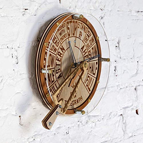 Engine Order Telegraph With Moving Handle Wall Clock Handcrafted Wooden Marine Home Decor, Personalized Custom Made Gift, Kitchen Living Room Office Boat Interior Design, Decorative Art #TOP4
