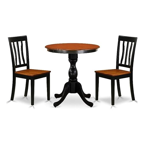 ESAN3-BCH-W- Dining Table and 2 Kitchen Chairs with Slatted Back