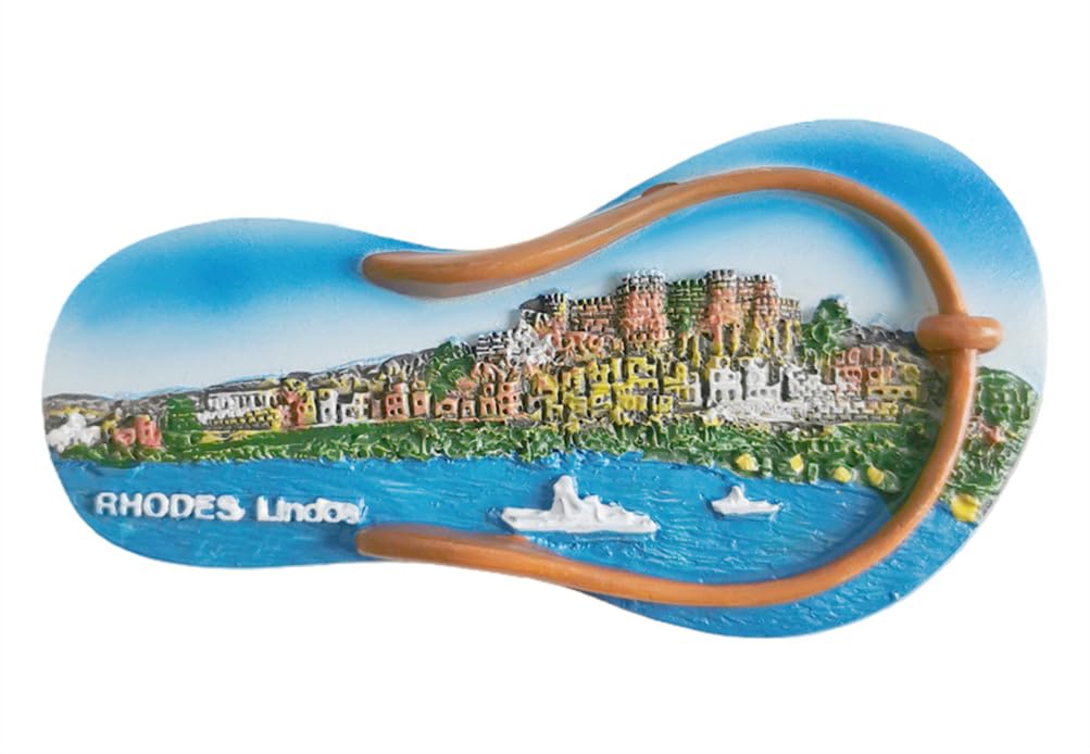 Rhodes Lindos Greece Refrigerator Magnet Travel Souvenir Fridge Decoration Magnetic Sticker 3D Craft