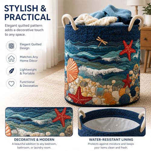 Panier à linge matelassé imperméable grand format pliable pour un rangement soigné du linge - 3