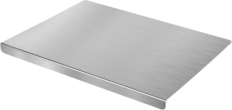 304 Stainless Steel Cutting Board with Lip, Large L-Shaped Bread Board for Kitchen, Bread Cutting Board, Double-Sided Chopping Board for Meat, Fruits, Vegetables, Bread and Baking 24 * 16 Inch