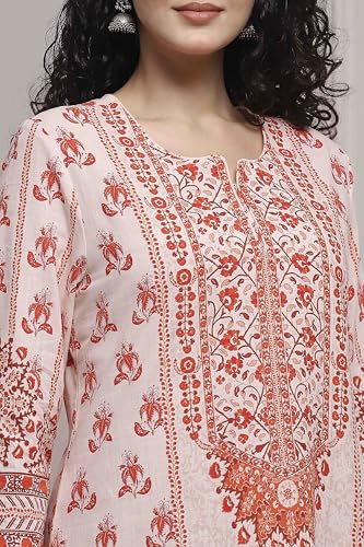 Image of BIBA Women Cotton Printed Straight Suit Set