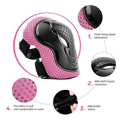 ValueTalks Knieschoner Kinder Schoner Inliner 6er Set Kinder Schützer Ellenbogenschoner für Inliner Skates Scooter Fahrrad Rollschuhe