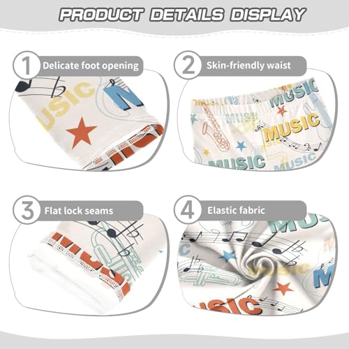 Music Pattern Girls Leggings,Workout Leggings for Girls Toddler Athletic Leggings Size for 3-10T3