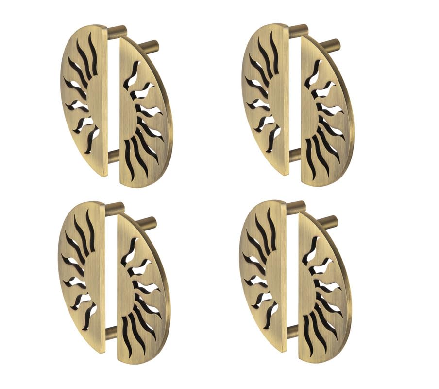 Image of COMPASS Stainless Steel Surya Cabinet Knobs, Drawer Pulls, Knobs for Dresser Drawers, Drawer Knobs Handle, Kitchen Knobs (Antique Finish) Pack of 8 pcs
