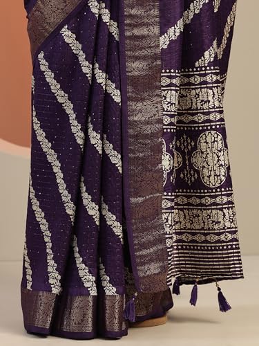 Image of Libas Printed Silk Blend Saree for Women With Unstitched Blouse Piece | Traditional Saree for Festive & Wedding