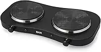 BAK Fogão Elétrico Portátil, 2 Bocas, 2500W, 5 Níveis de Temperatura, Mesa, Antiaderente, 110V, Preto