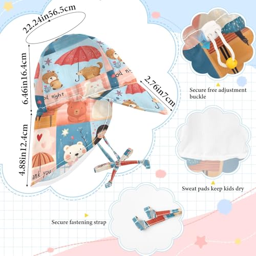 Kid Sun Hats Boys Beach Bucket Hats Girls Sun Protection Adjustable Traveling Camping Hat Cute Cartoon Plaid4