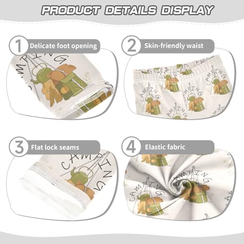 Pattern of Camping Girls Leggings,Workout Leggings for Girls Toddler Athletic Leggings Size for 3-10T3