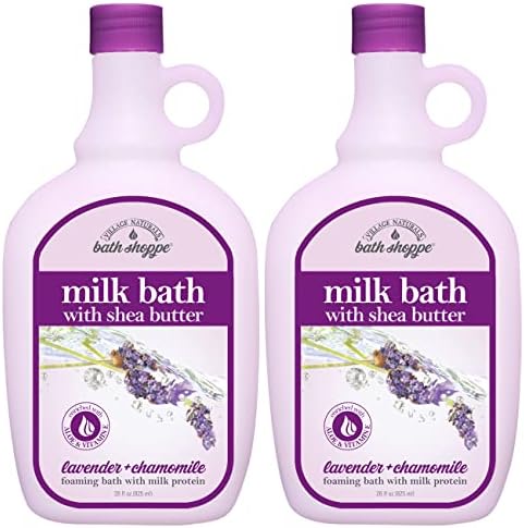 Village Naturals Bath Shoppe Moisturizing Lavender Chamomile Milk Bath - Hydrates Skin - Made With Shea Butter and Vitamin E (Pack of 2 Bottles, 28 fl oz Each)