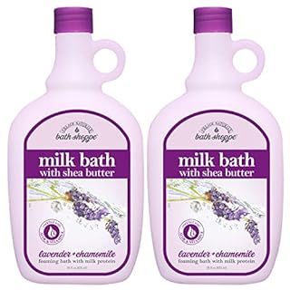 Village Naturals Bath Shoppe Moisturizing Lavender Chamomile Milk Bath - Hydrates Skin - Made with Shea Butter and Vitamin E (Pack of 2 Bottles, 28 fl oz Each)