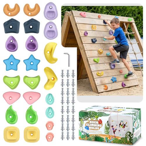 TOPNEW 24PCS Kids Climbing Holds with Hardware, Pastel