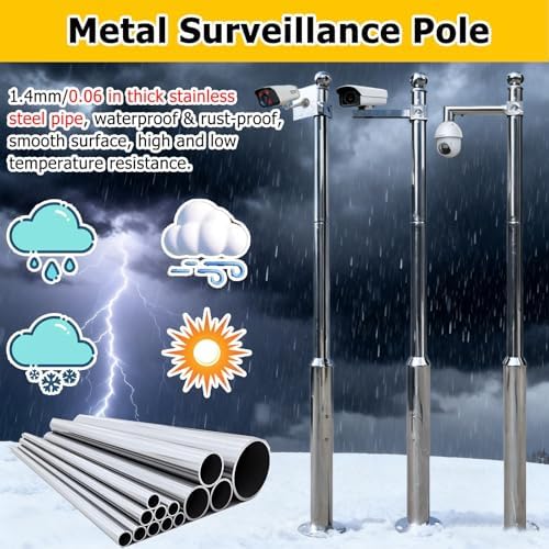 Adjustable 3.5m Security Camera Pole Stand Kit - Extra-Long Sections for Enhanced Surveillance, Universal Compatibility, Easy Installation, Durable Design
