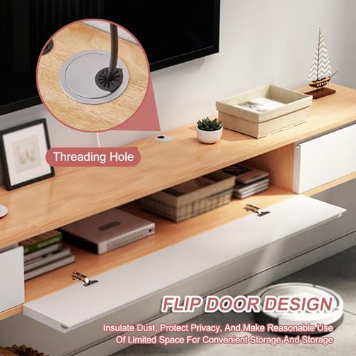 Schwebendes TV-Regal mit 2 Schubladen – Entertainment Media Center Schrank für Schlafzimmer und Wohnzimmer Aufbewahrung