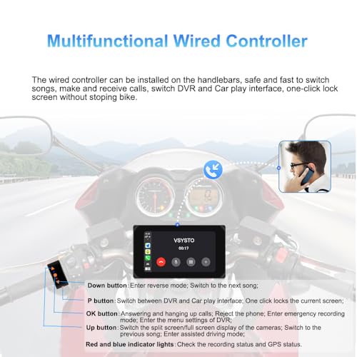 Pantalla Carplay para motocicleta inteligente con Android Auto y monitoreo de parking 5