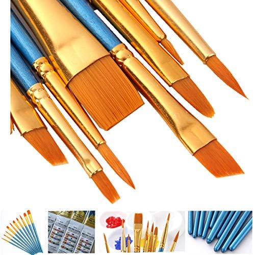 AOOK 10 Pieces Paint Brush Set Watercolor Brushes Professional Paint Brushes Artist for Watercolor Oil Acrylic Painting (1-Pack)
