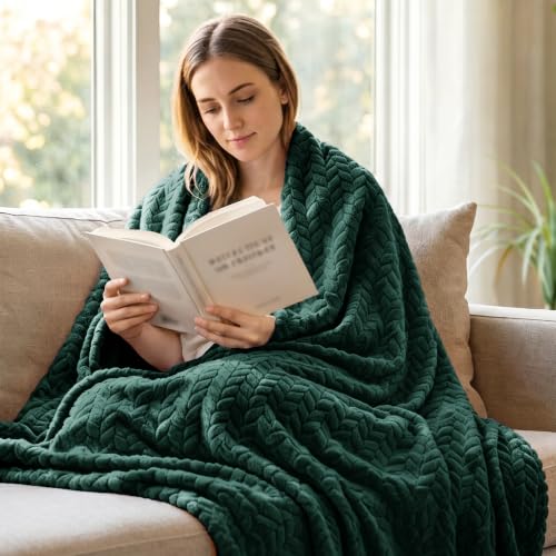 Image of Exclusivo Mezcla Soft Fleece Bed Blanket Queen Size, 90 inchx90 inch, Forest Green