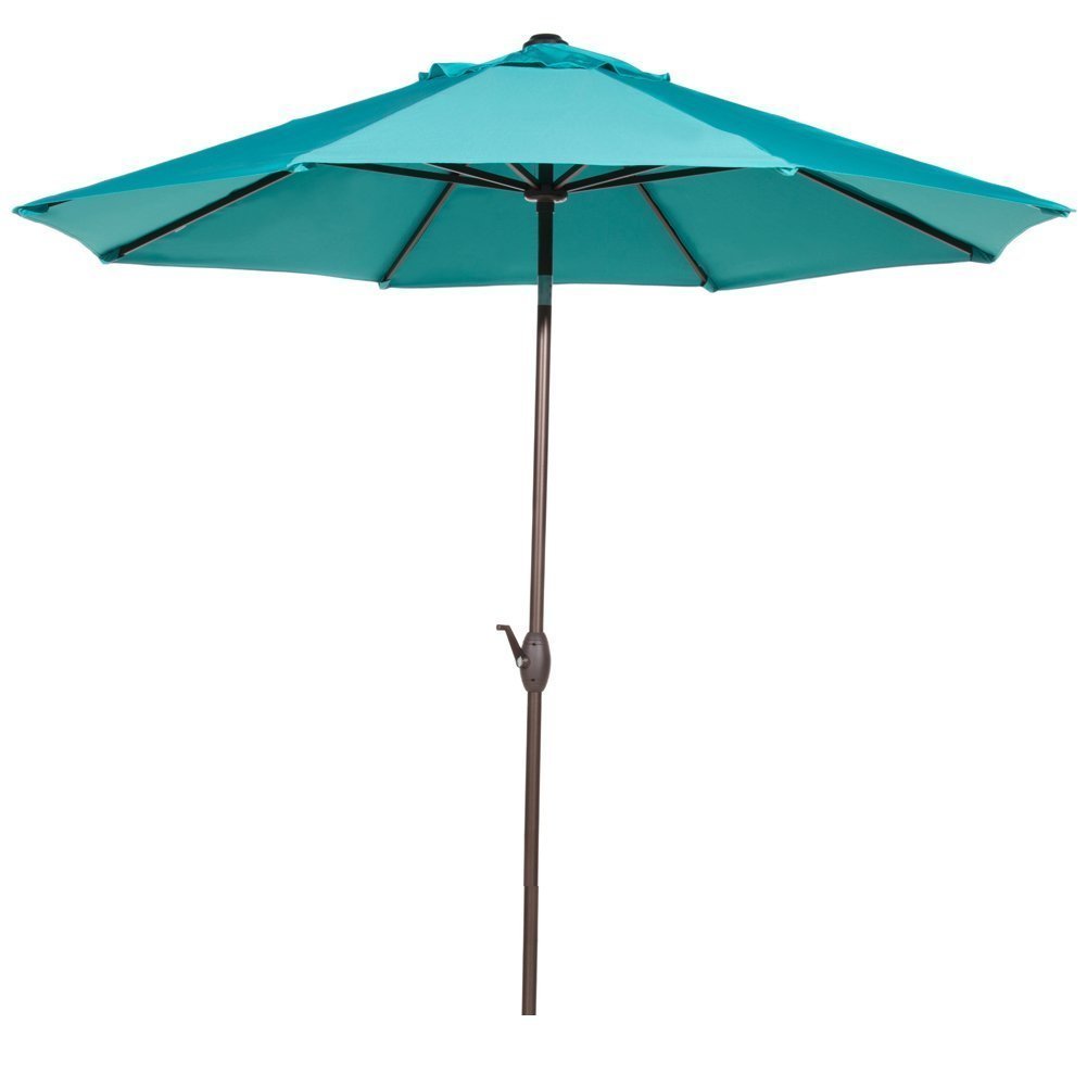 Amazon Com Abba Patio 9 Ft Sunbrella Patio Umbrella Market Outdoor Table Umbrella With Auto Tilt And Crank Turquoise Garden Outdoor