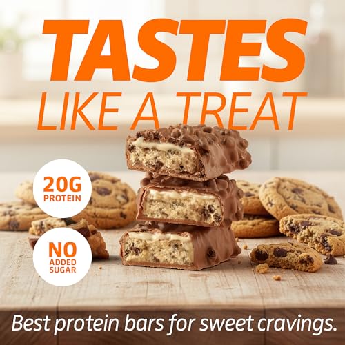 Image of Satisfy Your Crave Protein Bars- High Protein Delicious Snacks- 20g of Protein, No Added Sugar- Chocolate Chip Cookie Dough- Perfect for Breakfast, On-the-Go Snack, Pantry Staple & Office Treat- Non-GMO, 12 Pack