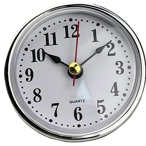 Mozff 1 Pc Silver Mini 2 1 / 2 Insert Clock 65 mm Round Movement Clock White Face Tone Arabic