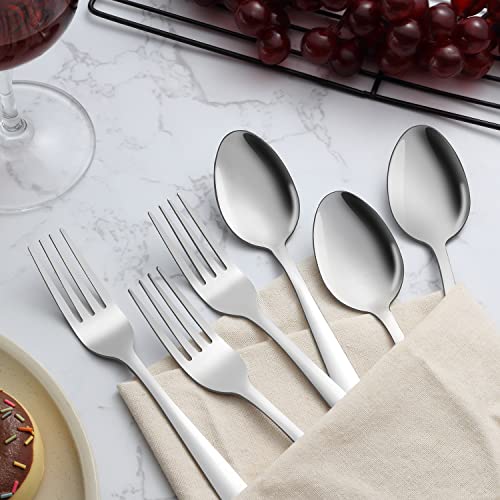 24-piece Forks and Spoons Silverware Set, Unokit Food Grade Stainless Steel Flatware Cutlery Set for Home, Kitchen and Restaurant, 12 Dinner Forks and 12 Dinner Spoons, Mirror Polished&Dishwasher Safe - Image 4