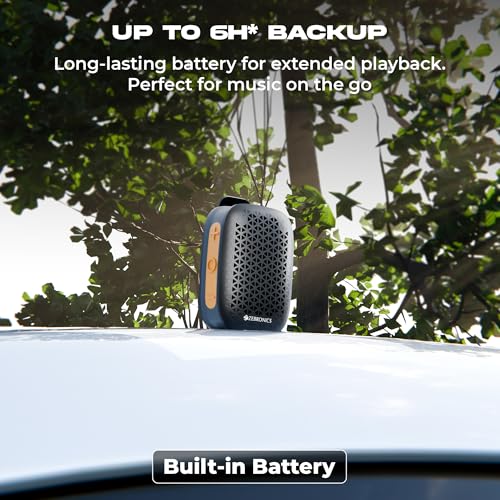 Image of Zebronics Portable Bluetooth Speaker, 4W Output, Up to 6Hrs Playback, Magnetic Clip Design, BT v5.4, TWS Pairing, LED Indicator, Call Function, Media /Volume Control, Type-C (Clipper Pro, Black)