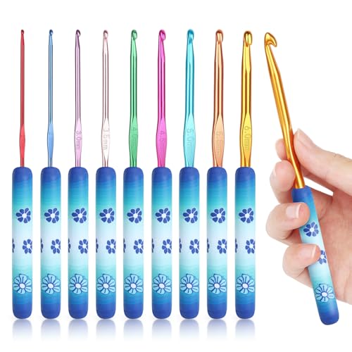 Coopay Warm Crochet Hooks Comfort Grip Longer Aluminum Crochet Hook Set