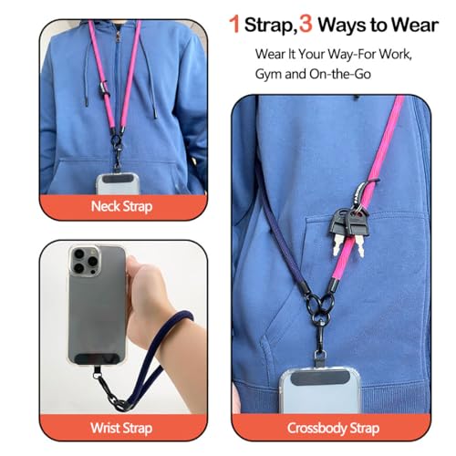 Image of 3-in-1 Adjustable Anti-Theft Phone Lanyard with Tether Tab, Universal Crossbody Neck Wrist Strap for most mobile phone cases, cameras, headphones, USB flash drives, ID cards