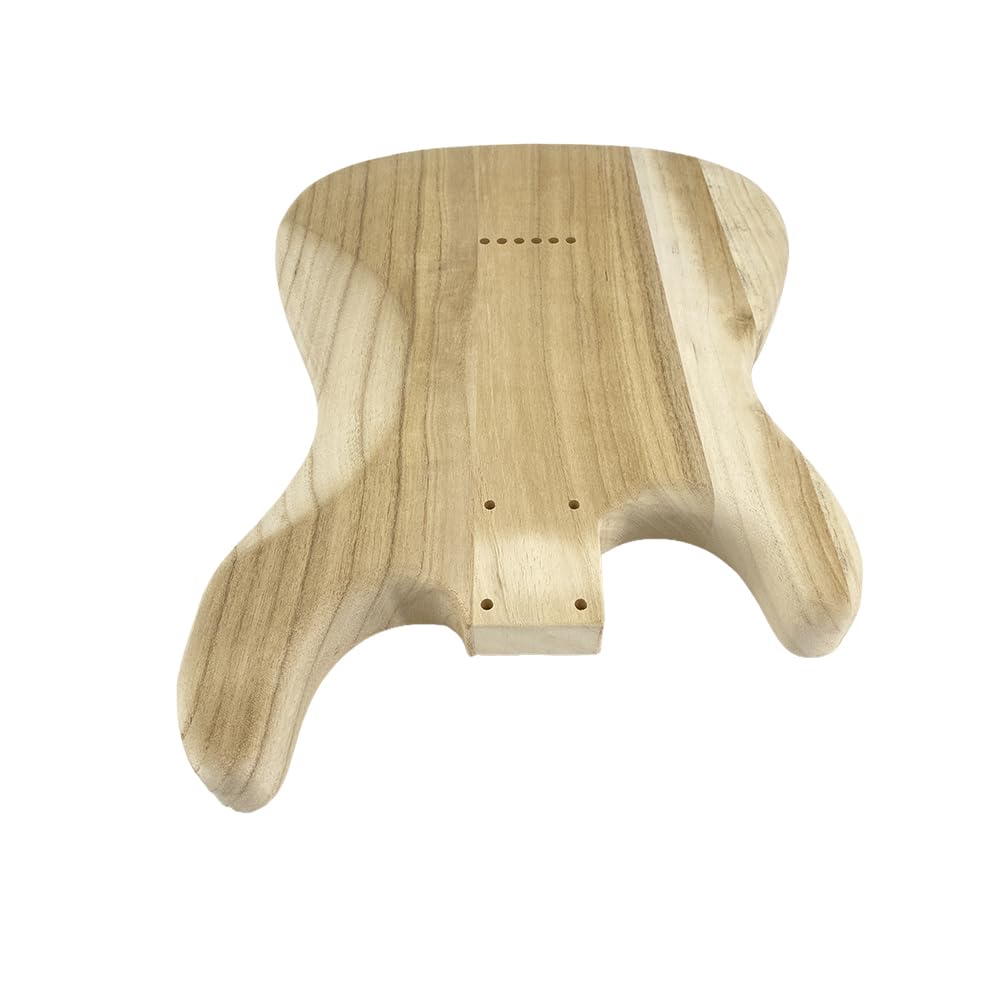 Unvollendeter Paulownia-E-Gitarrenkörper, SSS-Tonabnehmer-Routing, leichter Anschraubkörper für DIY-Gitarrenprojekte, Ersatz (Stil 2)