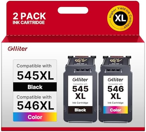 Glliter 545XL 546XL Multipack Kompatibel für Canon Druckerpatronen 545 546 Kompatibel für Canon 545 XL Schwarz und Farbe für Canon PIXMA TS3355 TS3350 TS3450 TS3150 MX495 Patronen