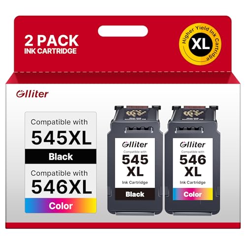 Glliter 545XL 546XL Multipack für Canon Druckerpatronen 545 546 für Canon 545 XL Schwarz und Farbe Kompatibel mit Canon PIXMA TS3355 Patronen für Canon PIXMA TS3350 TS3450 TS3150 MX495 (Multipack)