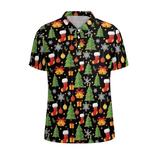 Image of Funny Golf Shirts for Men 20250717 Merry Christmas Print Short Sleeve Athletic Shirt Casual Performance Collared Shirt Tennis T-Shirt
