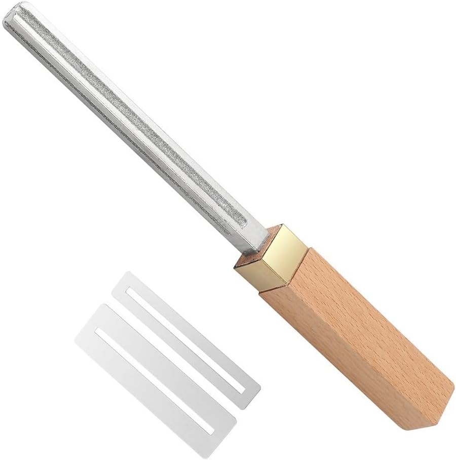 Guitar Fret Crowning File Set 1mm 2mm 3mm 4mm Multi Size Carbon Steel with Diamond Grits Wooden Handle for Luthier Guitar Bass Mandolin Banjo Ukulele Fret Dressing