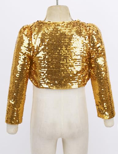 Kids Girls Long Sleeve Sequins Blazer Cardigan Bolero Shrug Wedding Flower Girl Dress Cover Up4