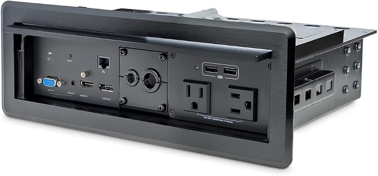 StarTech Conference Table AV & Power Box, 4K HDMI, GbE, 2 USB-A & 2 AC