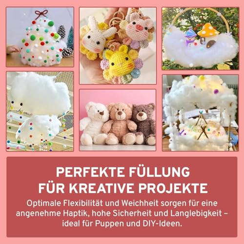 EVE Textile® Füllwatte 2 kg Weiche Watte & Füllmaterial Öko-Tex 100 Zertifiziert für Kissen, Kuscheltiere Hochbausch Bastelwatte, Stopfwolle & Kissenfüllung Ideal als Füllmaterial Kissen & Wolkendecke