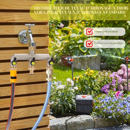 Robinet 3 voies 3/4 pour diviser une sortie d'eau sans perte de pression - 3