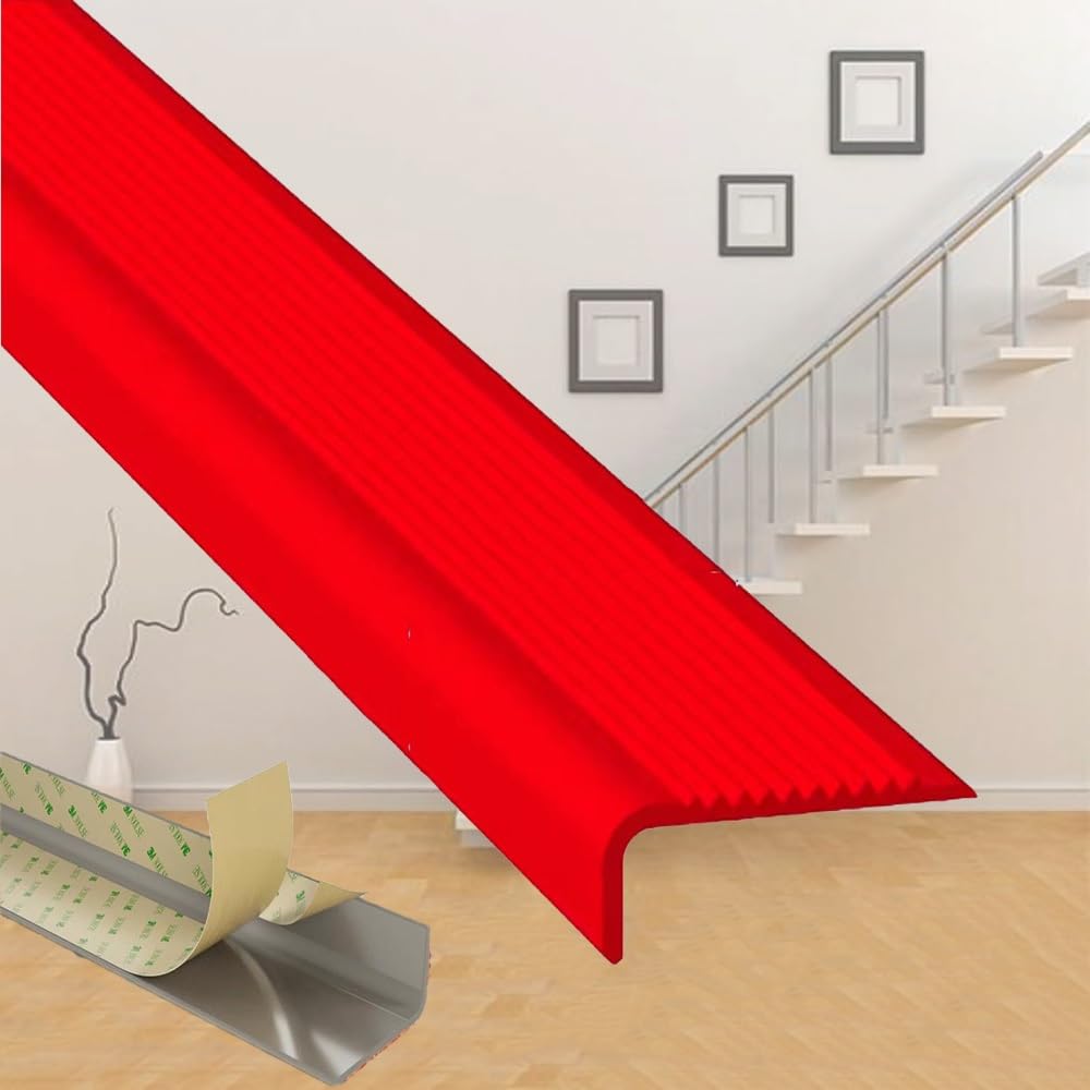 Tira protectora de esquina de vinilo autoadhesivo de goma antideslizante para proteger las esquinas (rojo, 130 cm x 4 cm), fácil de colocar