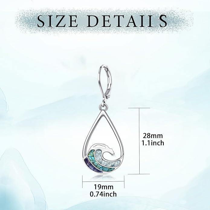 Ocean Wave Earrings for Women Turquoise Dangle Earrings Ocaen Jewelry for Women3