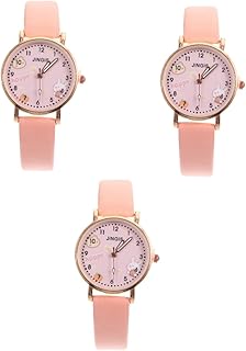 Conjunto de 3 peças de relógio bonito fresco conjunto de ornamentos relógios infantis pulseira de pulso infantil delicado conjunto de relógio para meninas adorável relógio infantil simples relógio de estudantes relógio infantil relógio infantil, rosa, 21.4x3cm, centímetro