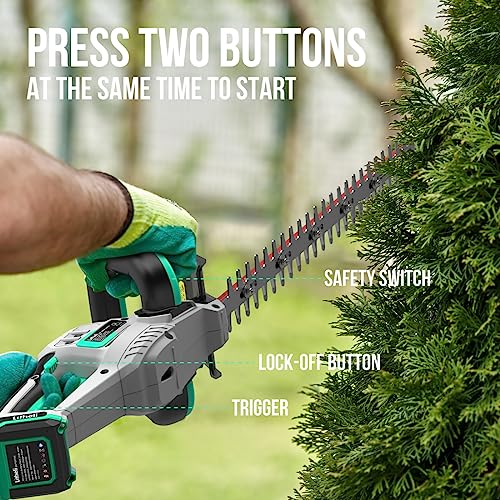 Litheli 20V Cordless Hedge Trimmer 20 Inch, Power Hedge Trimmer For Bush & Shrub Cutting, Trimming, Pruning, With 2.0Ah Battery And Charger Included #TOP2