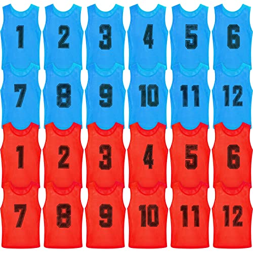 Vabean 24 Pack Nylon Mesh Scrimmage Team Practice Vests Pinnies Jerseys Train Vest for Adult Sport...