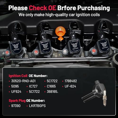Image of BDFHYK Ignition Coil UF603 and Spark Plug 97390 for Honda Accord 2008-2012