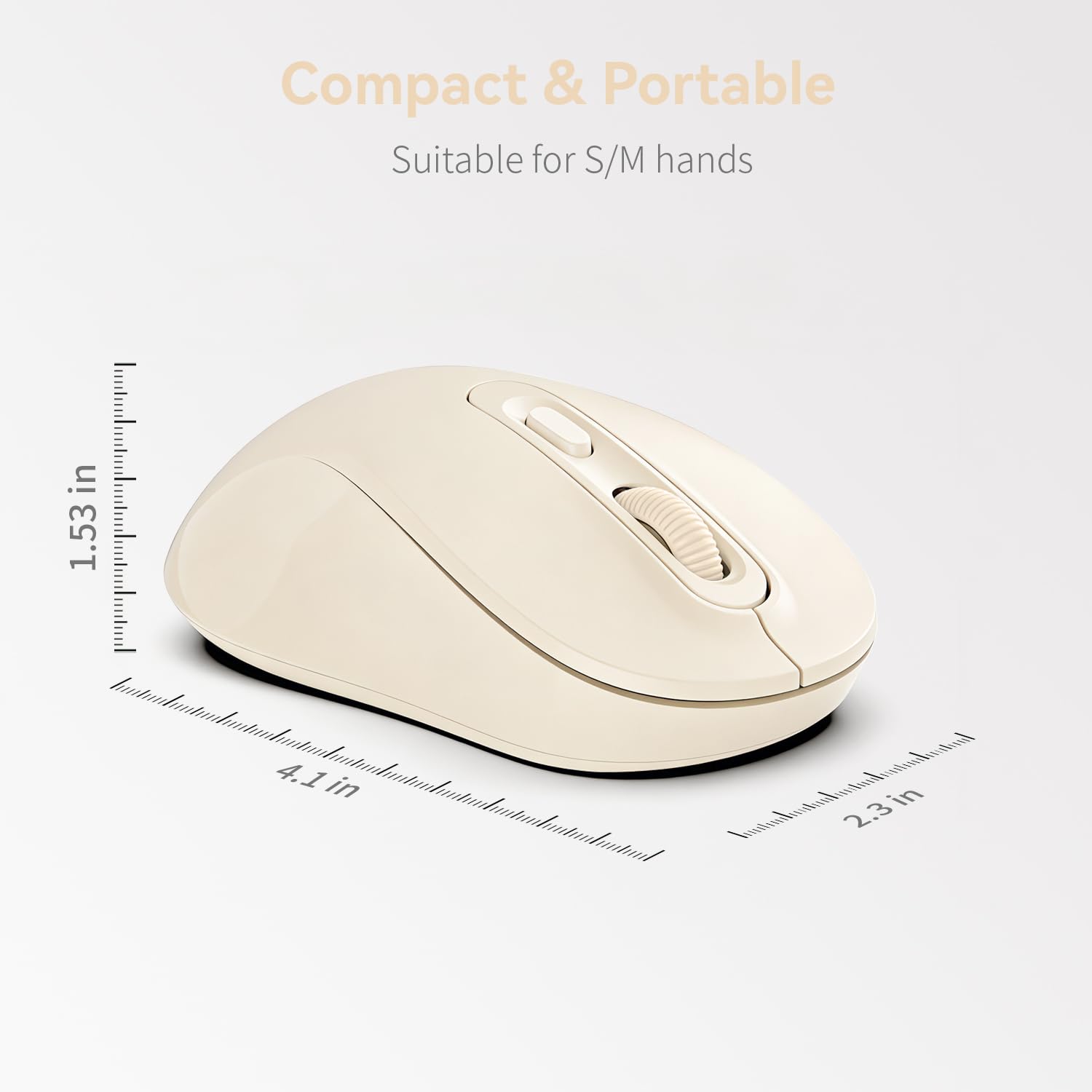 TvvTvvT Wireless Mouse, 2026 New Model, Silent Click Ergonomic Design, Portable, 4 Buttons, Adjustable DPI (800/1200/1600), for Laptop/PC/Office (Beige) — view 9