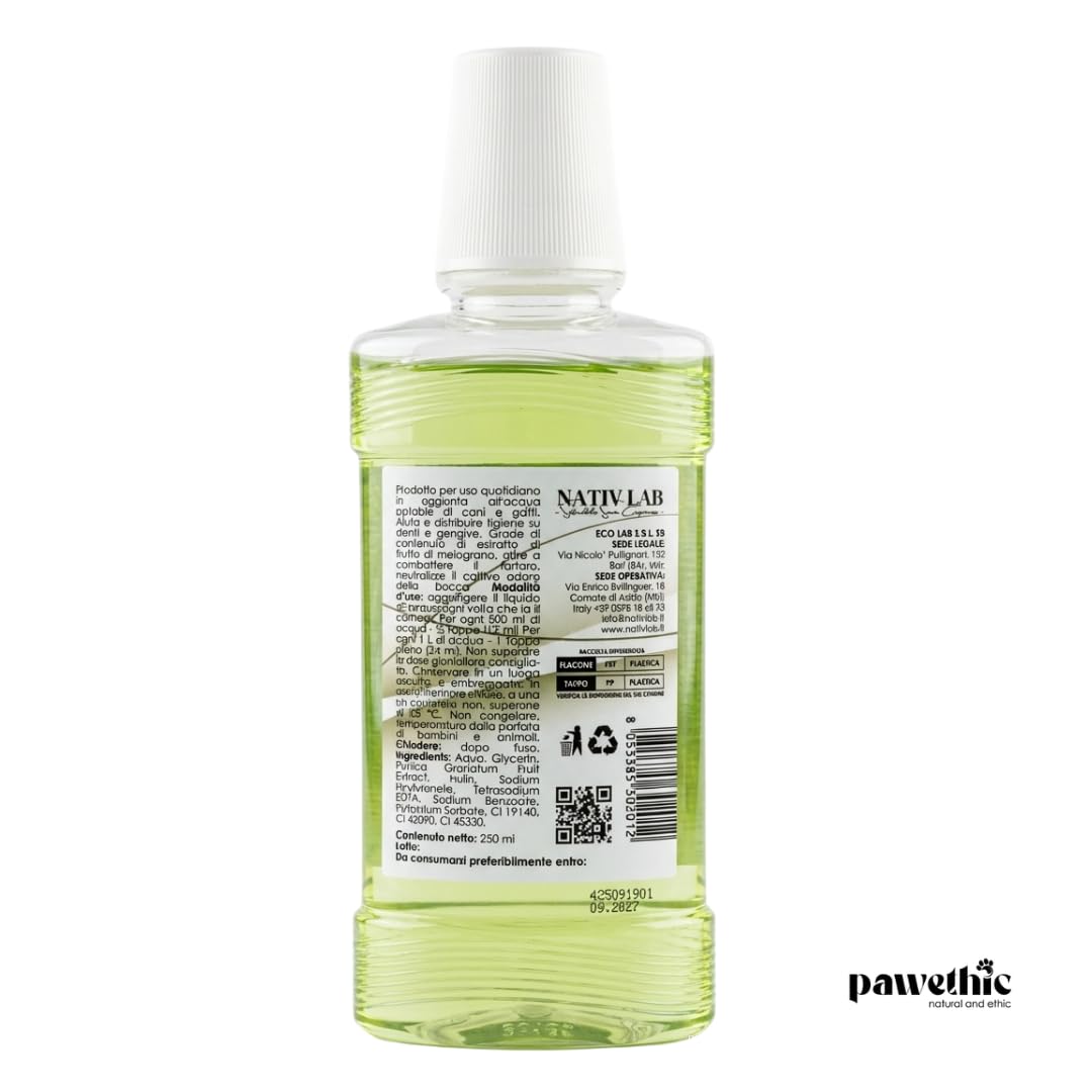 Pawethic Keep it fresh additivo per l'acqua per una corretta igiene orale negli animali- scioglie placca e tartaro - 250ml