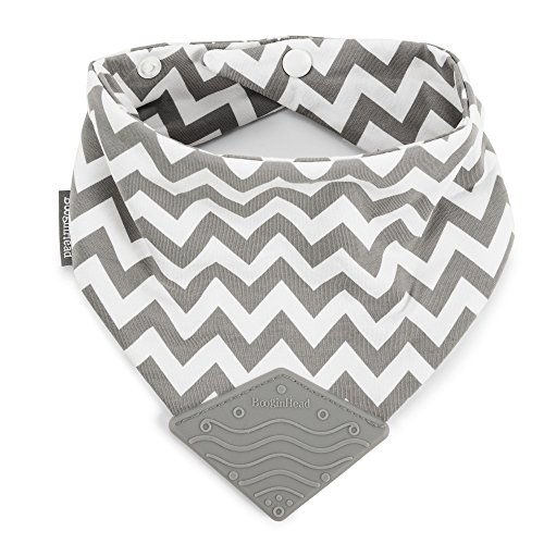 Image of BooginHead Cotton Baby Bandana Teething Bib, Gray Chevron